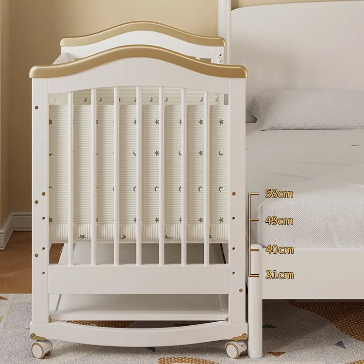 Cuna de madera maciza para bebé recién nacido, multifuncional, sin pintura, móvil, empalme, cama grande, suministro especial - imagen 4