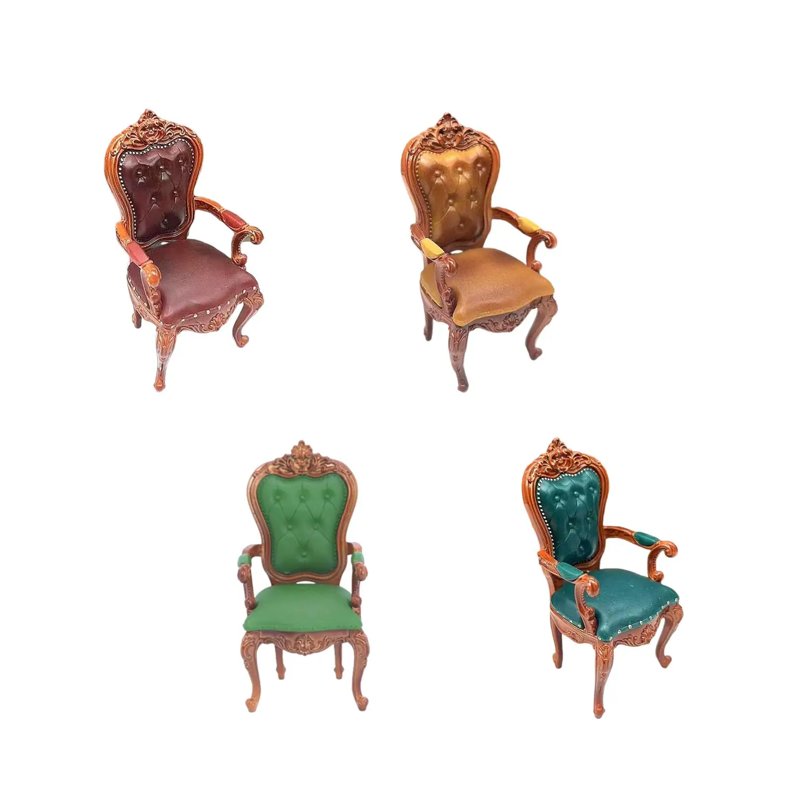 1/12 Photography Props Decoration Retro Style Dollhouse Chair Miniature Dollhouse Furniture for Dollhouse Furniture Decoration
