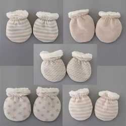 Guantes de invierno para bebé recién nacido, conjuntos de guantes antiarañazos de algodón grueso para protección facial, manoplas infantiles