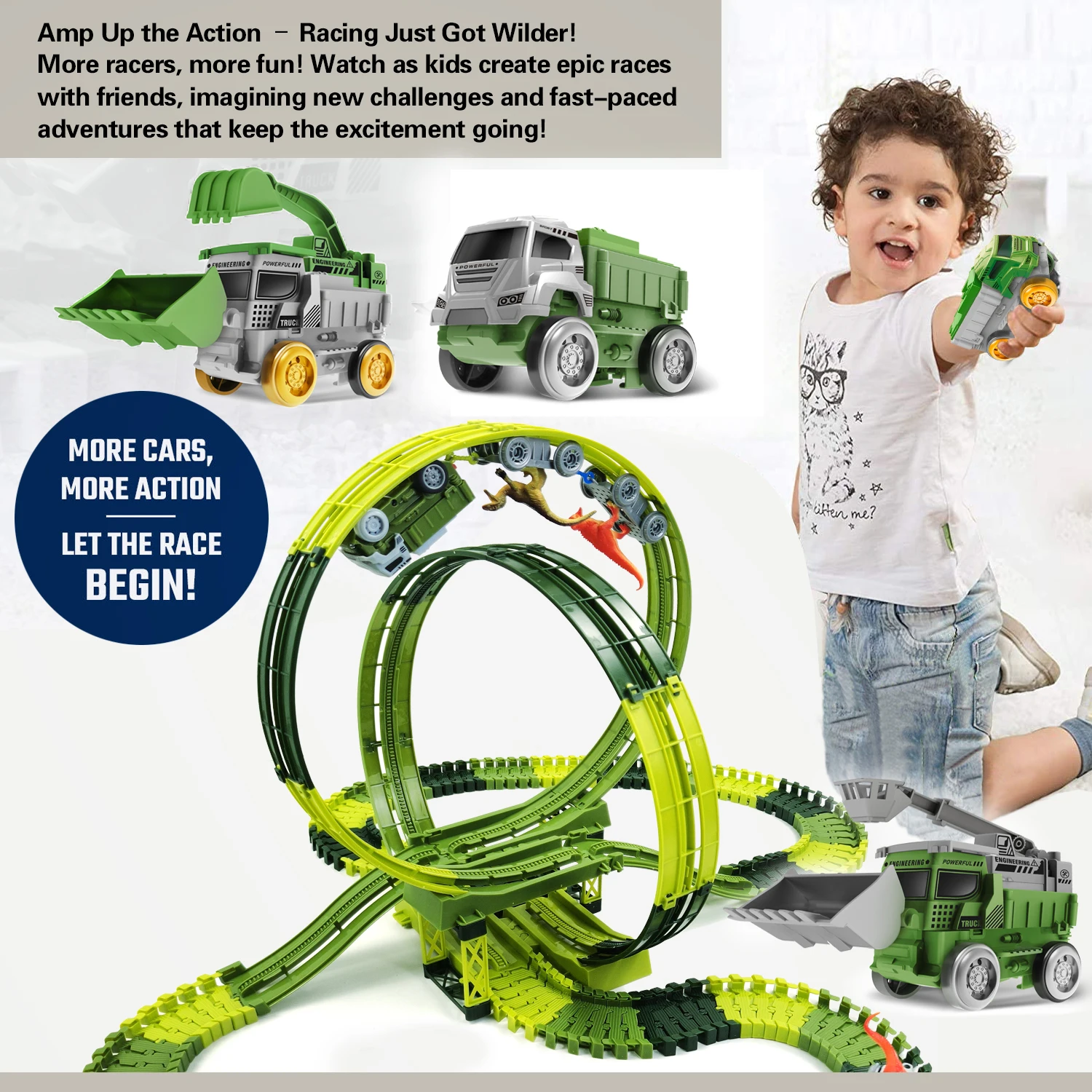 Pista de escalada mágica para niños 3-6 años: tren dinosaurio y coches - imagen 5