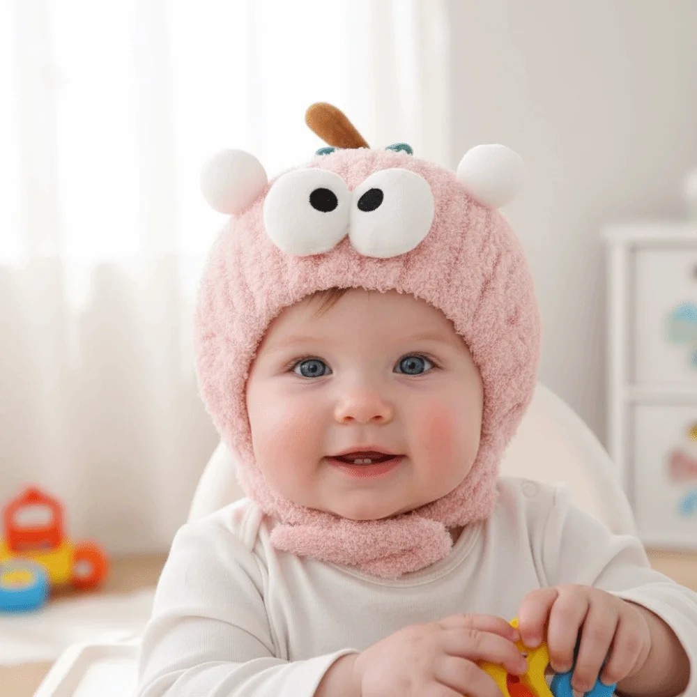 Gorros bonitos a prueba de frío para otoño e invierno, gorro grueso y cálido para recién nacido, gorro para recién nacido - imagen 2