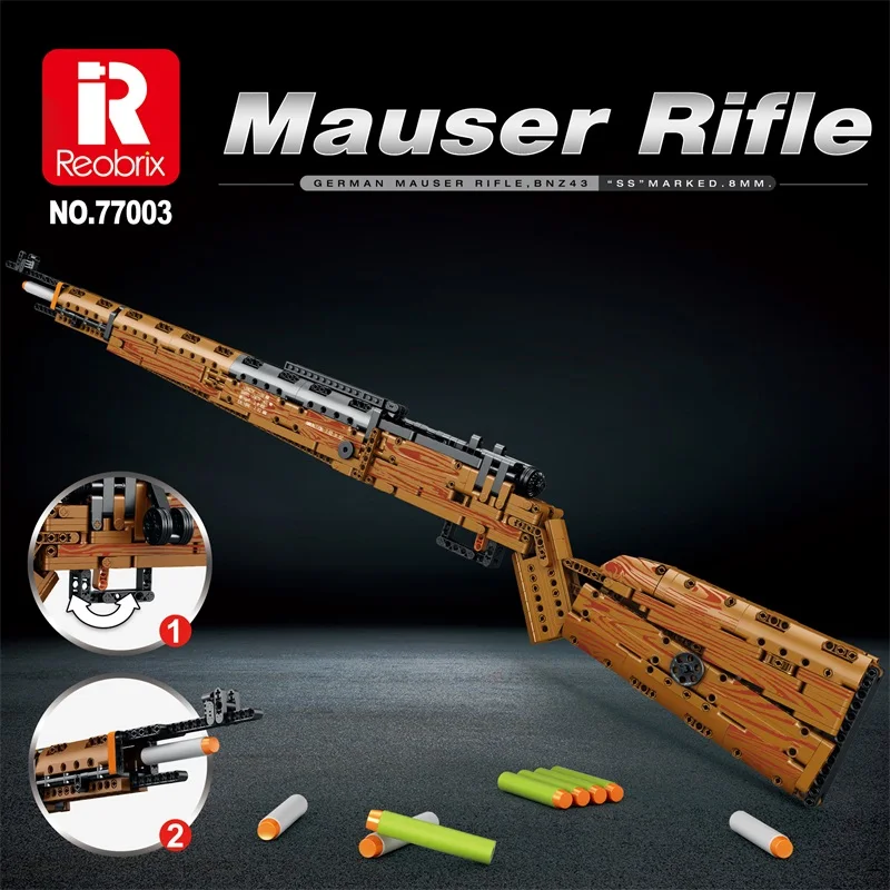 Mauser Kar98K modelo de bloques de construcción puede disparar Rifle de francotirador pesado montar ladrillos armas de la Segunda Guerra Mundial juguetes educativos para niños regalos de vacaciones