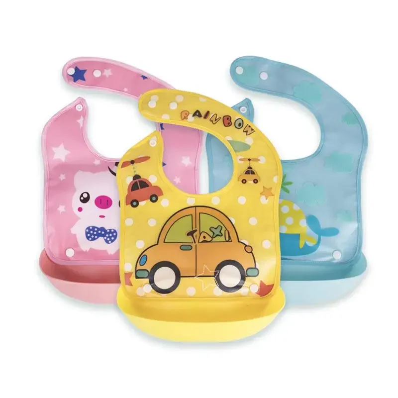 Baberos de silicona impermeables para bebé recién nacido, delantales de alimentación de dibujos animados, bata ajustable, Bandana, Baberos, paños para eructar, cosas para bebé Unisex - imagen 2