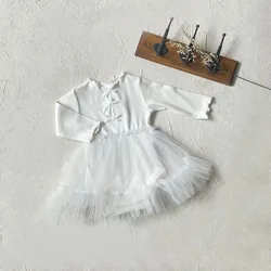 Vestido de malla con lazo para niña MILANCEL – Primavera
