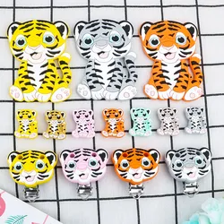 1-10 Uds. Nuevas cuentas de silicona de tigre, mordedor, Clips para chupete, cuentas de calidad alimentaria para fabricación de joyas, accesorios de cadena de chupete DIY a granel