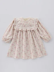 Vestido floral MILANCEL manga larga con encaje para niña