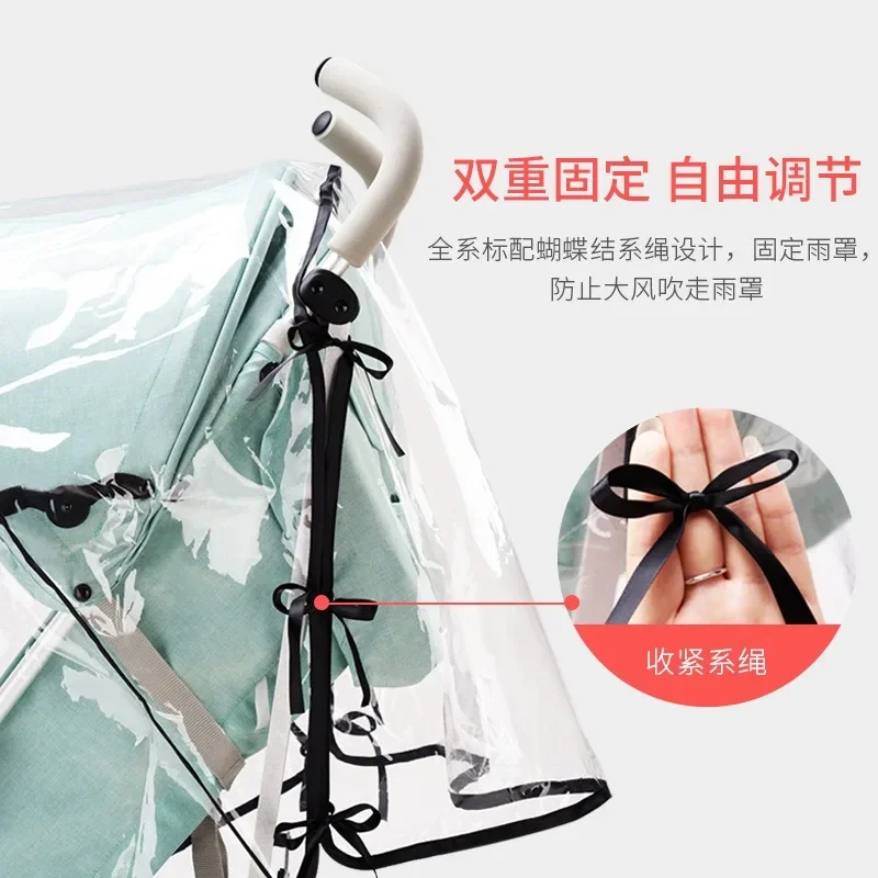 Cubierta de lluvia para cochecito de uso General, parabrisas para cochecito de bebé, paracaídas, cubierta de lluvia cálida, chubasquero para coche de niños - imagen 4