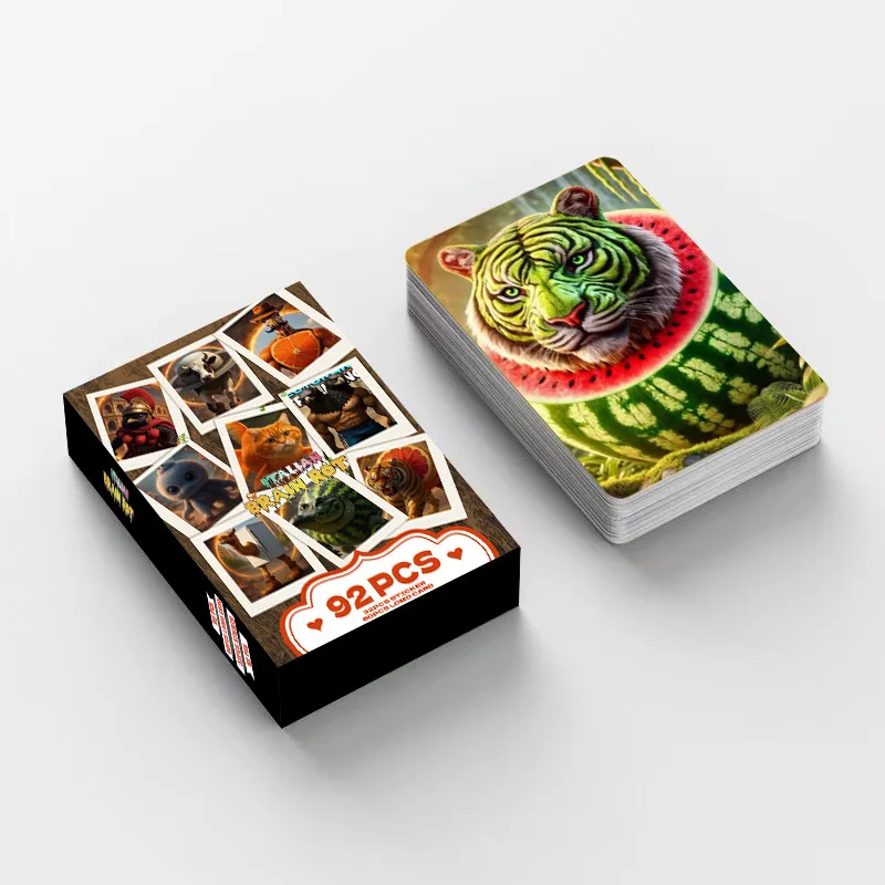 92 Uds. Tarjetas Tralala Tung Tung Sahur tarjetas italianas Brainrot tarjetas coleccionables juguetes clásicos para niños regalos de cumpleaños - imagen 4