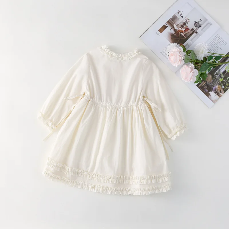 MILANCEL, nuevo estilo de primavera, vestido de manga larga para niñas de 2 a 6 años, dulce vestido de princesa con volantes de Color sólido, ropa coreana para niños - imagen 5
