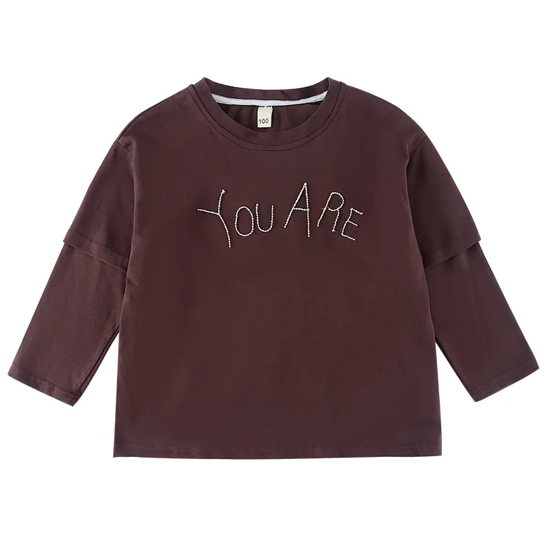 Nuevas camisetas holgadas de manga larga de otoño para niños, camisetas informales de algodón con letras para niñas, camisetas de fondo versátiles, ropa para niños - imagen 5