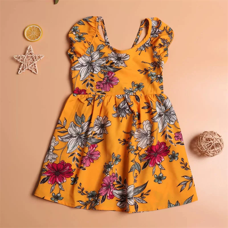 Vestido estampado de verano a juego para madre e hija con cuello halter - imagen 3