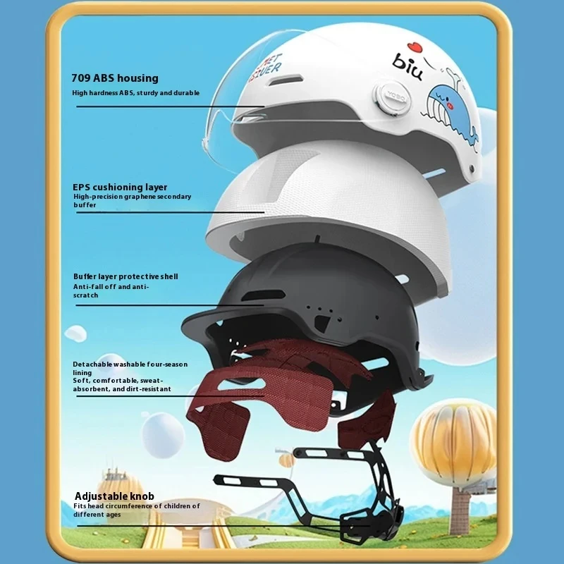Casco para niños verano ventilado transpirable monopatín bicicleta eléctrica casco de bicicleta alta densidad lindo ballena de dibujos animados - imagen 4