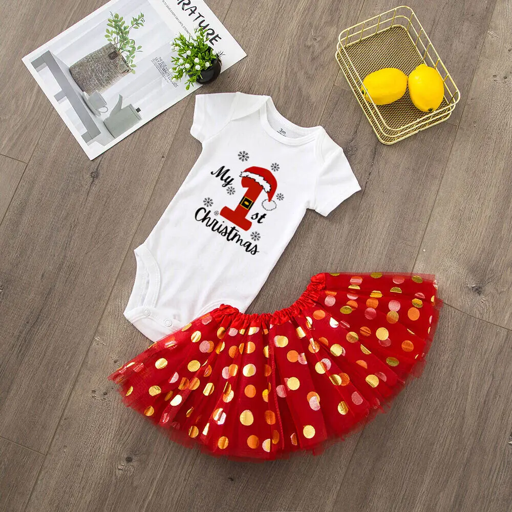 Vestido navideño para bebé con tutu y body - Conjunto festivo - imagen 5