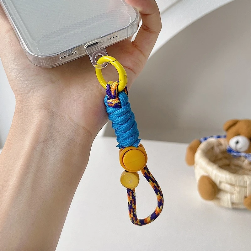 LLavero de moda con cordón trenzado creativo para mujer, funda de teléfono, correa de cuerda con nudo antipérdida, llaveros de coche, accesorios Diy - imagen 3