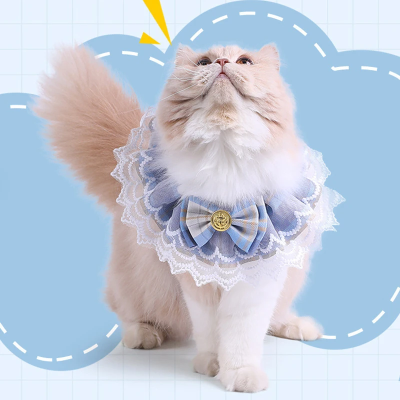 Babero para mascotas, Collar para gatos, decoración a cuadros JK, accesorios para perros, suministros para mascotas de estilo universitario - imagen 5