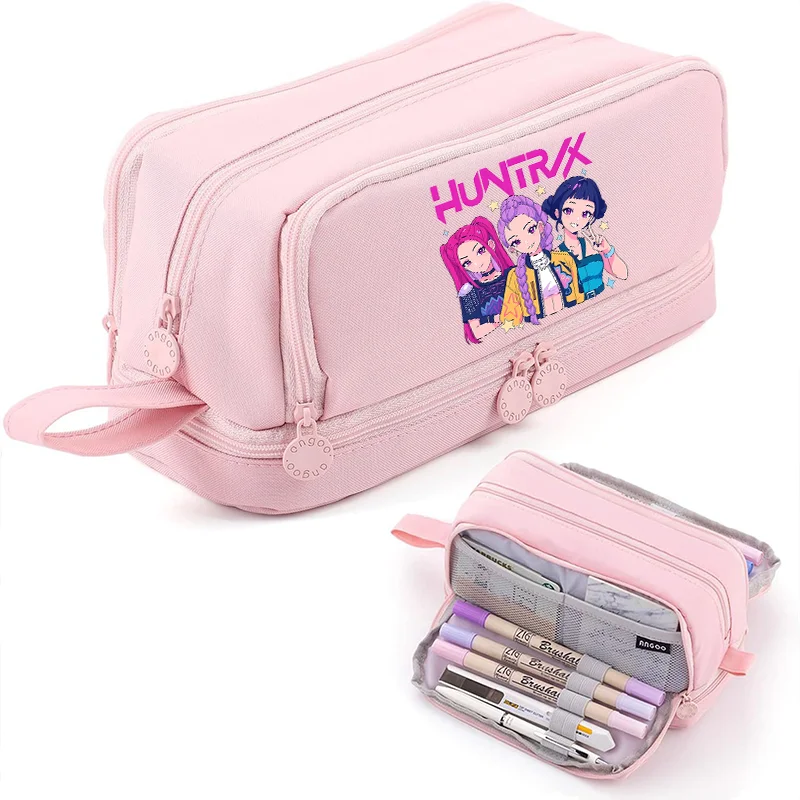 Bolsa de lápices K Pop Demon Hunters, estuche de papelería de gran capacidad Huntrix, caja de bolígrafos de tela Oxford duradera para útiles escolares, regalo para niña - imagen 3