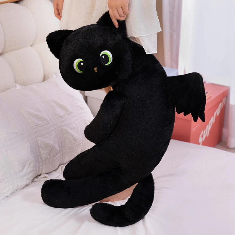 Cojín infantil gato negro con alas – Diseño dibujos animados