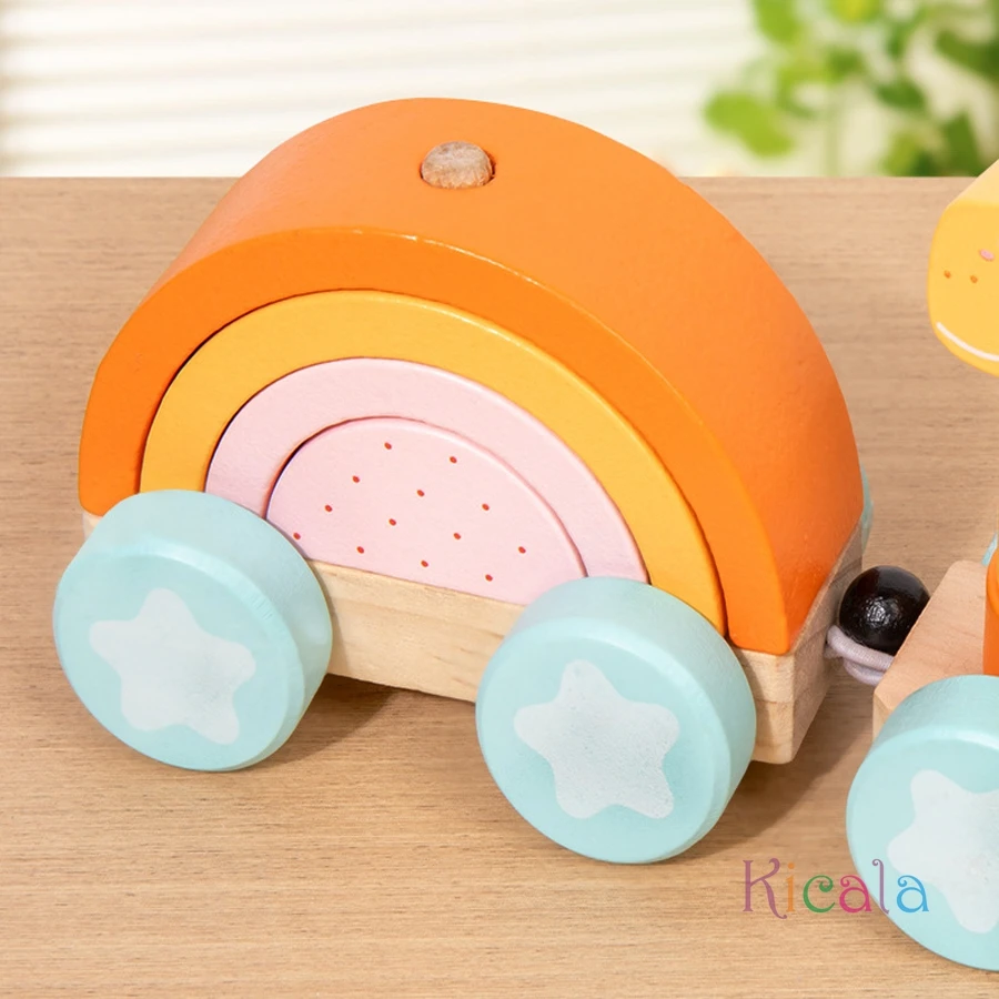 Tren de madera Montessori con animales y números para bebés - imagen 5