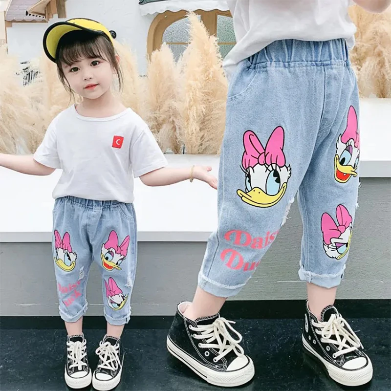 Primavera Verano niños dibujos animados Daisy Jeans finos niñas pantalones vaqueros sueltos niños moda Casual pantalones para 2-6 años - imagen 2
