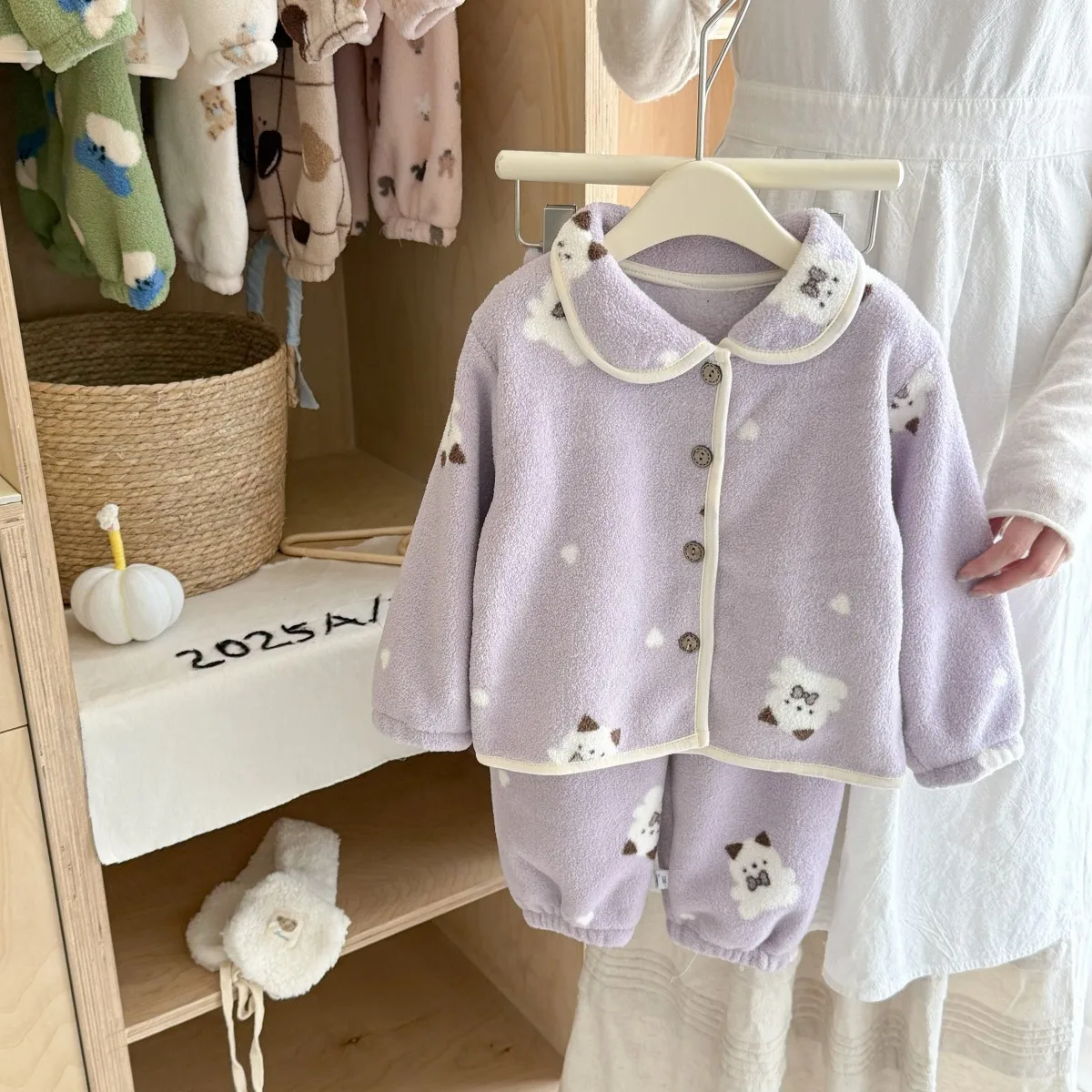 Conjunto pijama franela gruesa bebé – Ropa de invierno cálida - imagen 4
