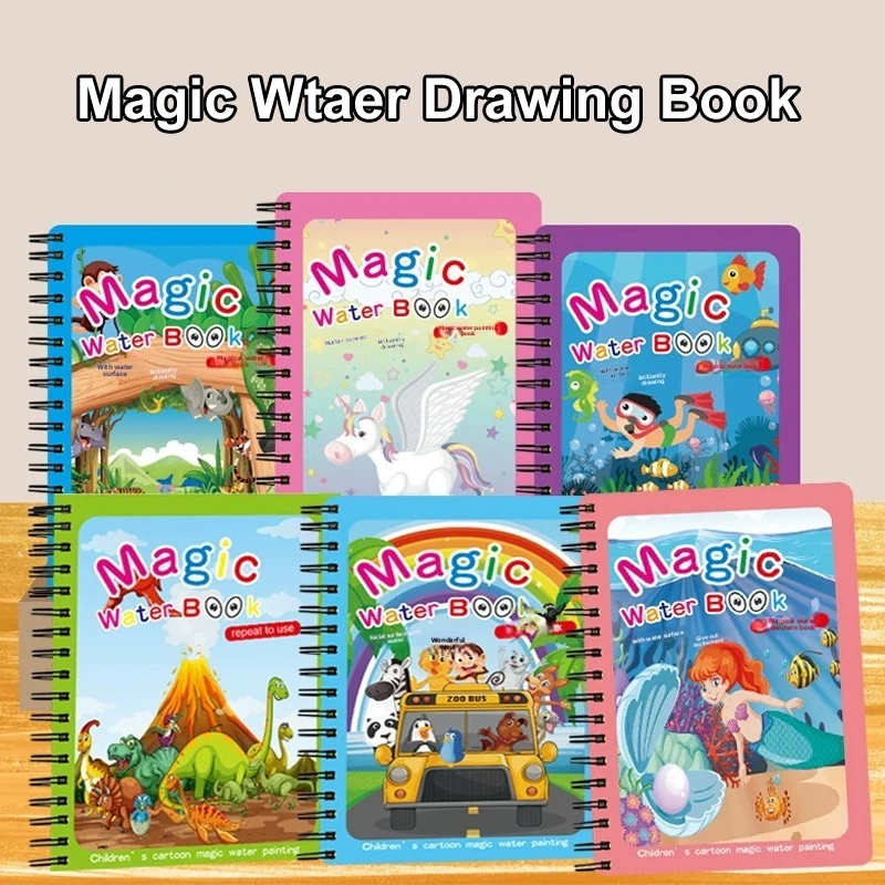 Libro mágico de dibujo al agua para niños, libro para colorear reutilizable, aprendizaje educativo temprano, pintura, juguetes de dibujo para niños