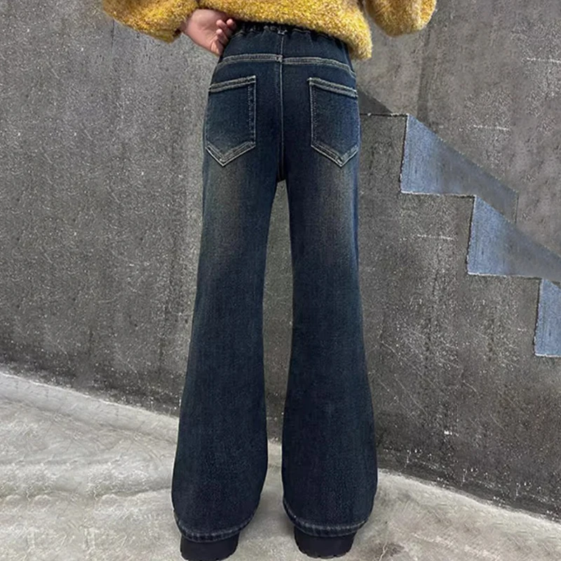 Vaqueros acampanados para niñas – color liso primavera y otoño - imagen 5