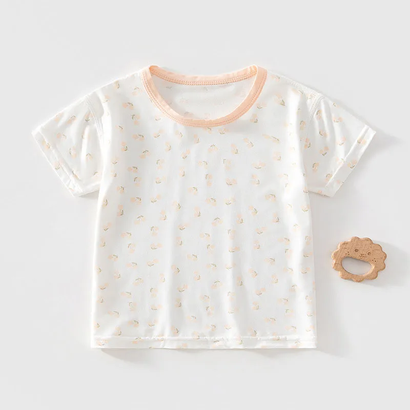 Camiseta de verano transpirable ligera para niña de algodón floral - imagen 4