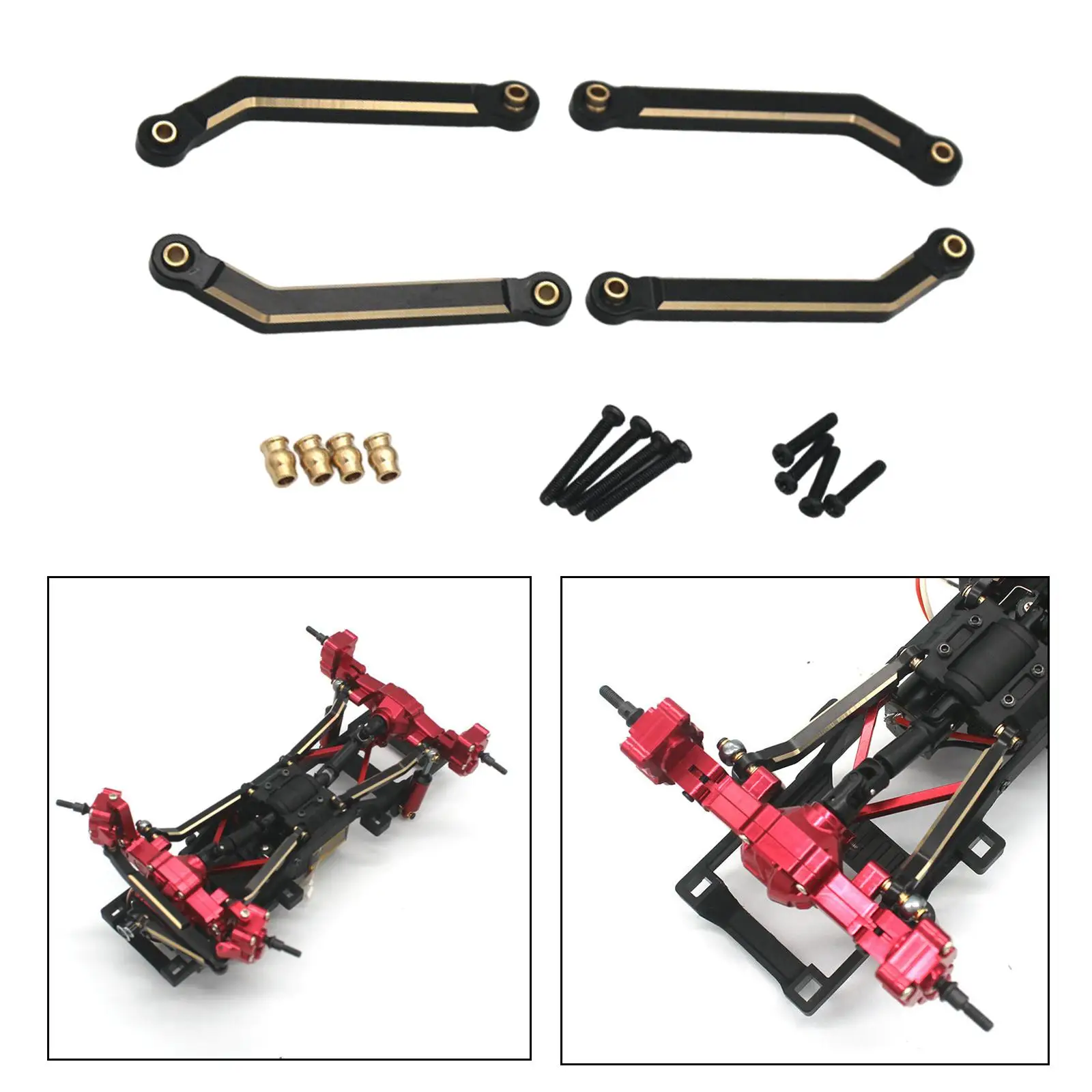 4 Pieces Metal High Clearance Chassis Links Rod Upgrade Parts Brass Suspension Links Set for Fcx24 RC Hobby Car 1:24 Crawler DIY