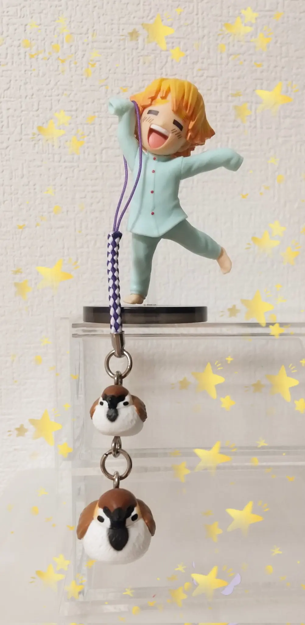 Figuras colgantes mascota - Detalle Fukura Sparrow