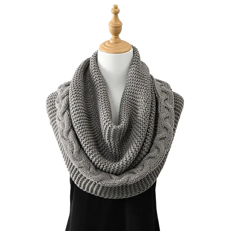 Bufanda de punto con capucha versátil, gorro de invierno, calentador de cuello, bufandas con cuello circular, chal de doble uso de Color sólido, bufanda, decoración de prendas de vestir - imagen 4