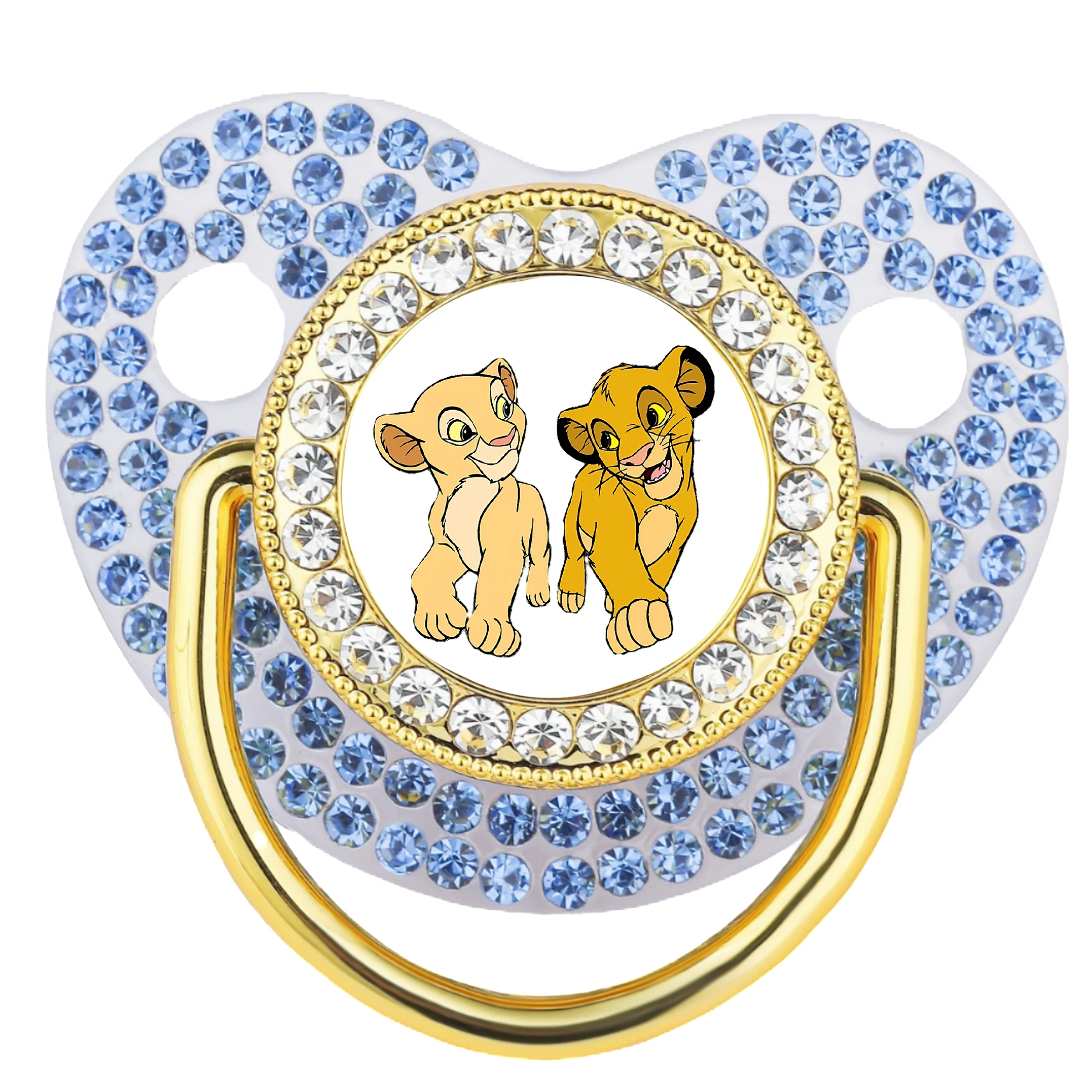 Chupete de bebé de dibujos animados 2025, chupete de bebé lujoso de cristal azul Kawaii, tetina de silicona, regalo para Baby Shower, boca de juego para bebé