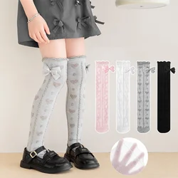 Calcetines largos con lazo para niña – Algodón suave y transpirable