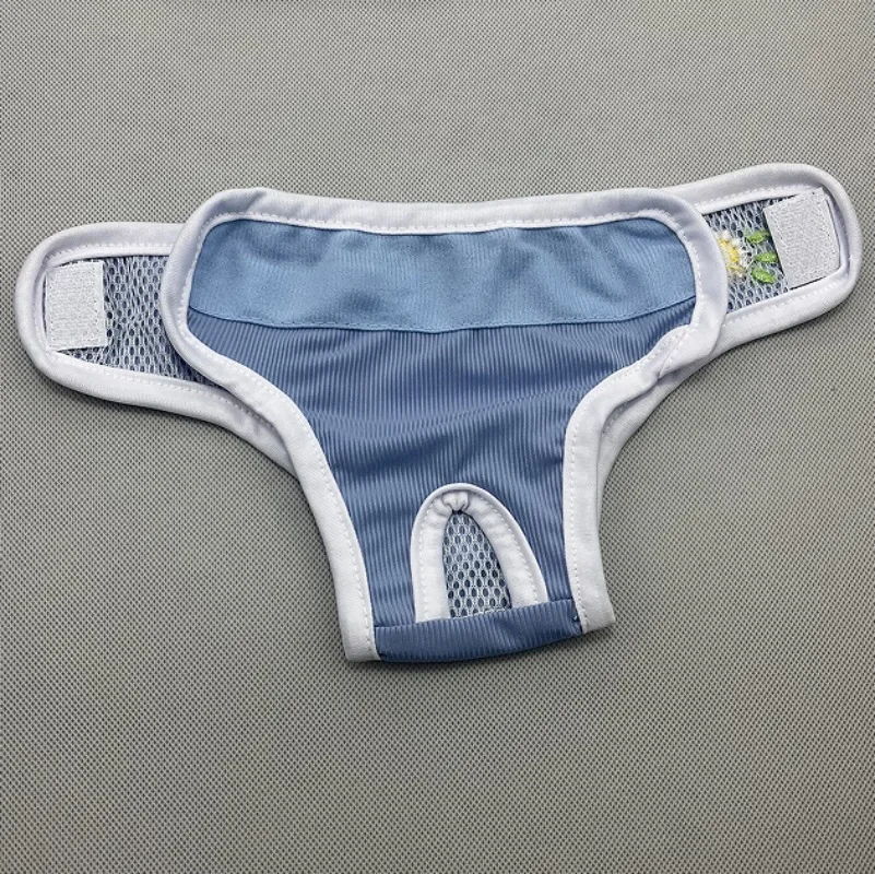 Bragas de período bordado para perro, ropa interior femenina rosa y azul para mascotas, pantalones de período menstrual para gato o perro - imagen 2