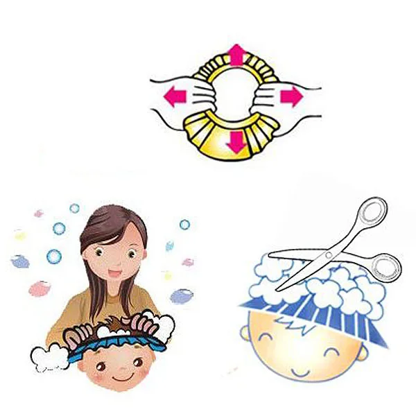 Gorro de ducha de bebé impermeable de Eva azul ajustable para protección de lavado de cabello de baño ultraligero 80 ° C Resistente al calor Adecuado - imagen 2