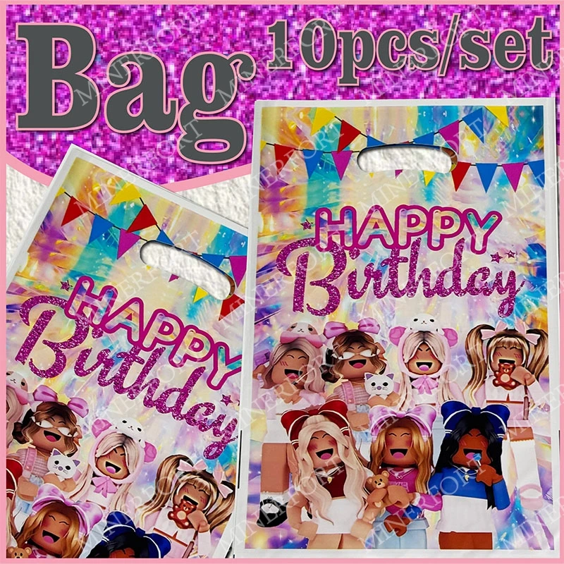 Roblox Pink Girl Series Bolsas de regalo Juego Surpriset Candy Goodie Kid Robot Personaje Favor Decoración para cumpleaños Fiesta de Halloween