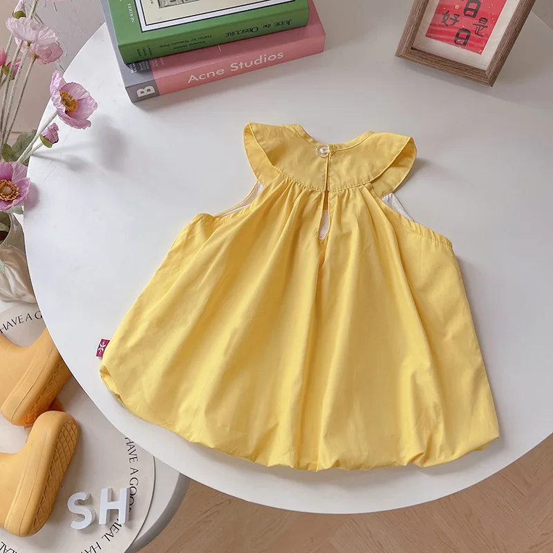 Ropa de verano para niñas, vestido acampanado con lazo para niñas, vestido de brotes con mangas, ropa dulce para niñas 2026 - imagen 3