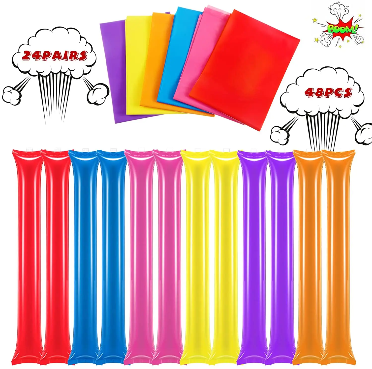 24 Uds. Juguete inflable Cheerstick, palos para animar, palo de globo, palillo para animar, fabricante de ruido, globo, regalo de fiesta de concierto - imagen 2