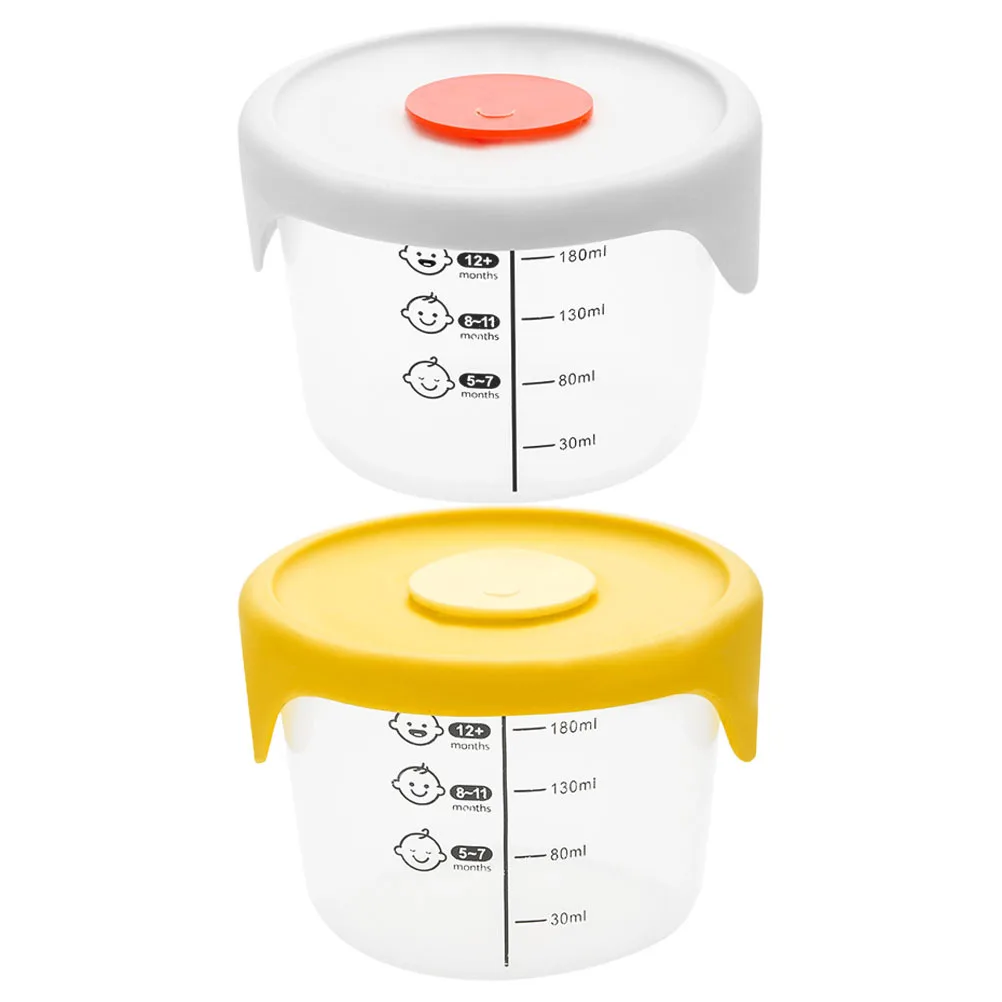 Cajas de comida infantil, contenedores de almacenamiento de alimentos para bebés con tapas, portátiles, compactas, ligeras, selladas para frutas y verduras, 2 uds.