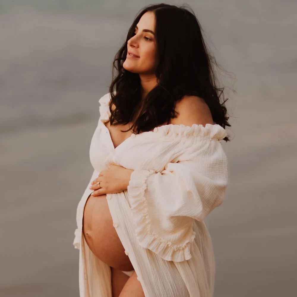 Vestido bohemio de algodón para sesiones de fotos maternales - imagen 5
