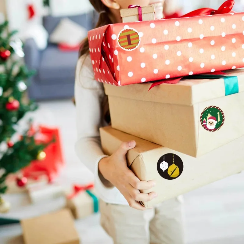 1 hoja de pegatinas de papel con números de calendario de Adviento de Feliz Navidad, galletas de Navidad, dulces, embalaje de regalo, etiquetas adhesivas de sellado, Año Nuevo - imagen 3