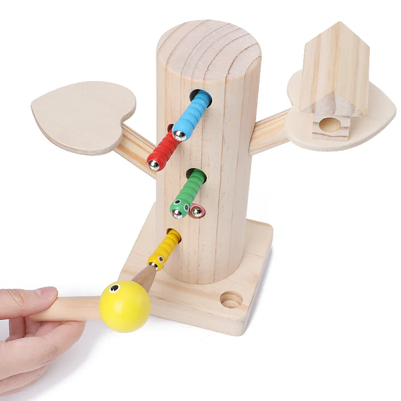 Juego de gusanos de pájaro carpintero, rompecabezas magnético 3D, juguetes de madera para niños, juguete educativo de aprendizaje temprano para niños, regalos para bebés - imagen 5