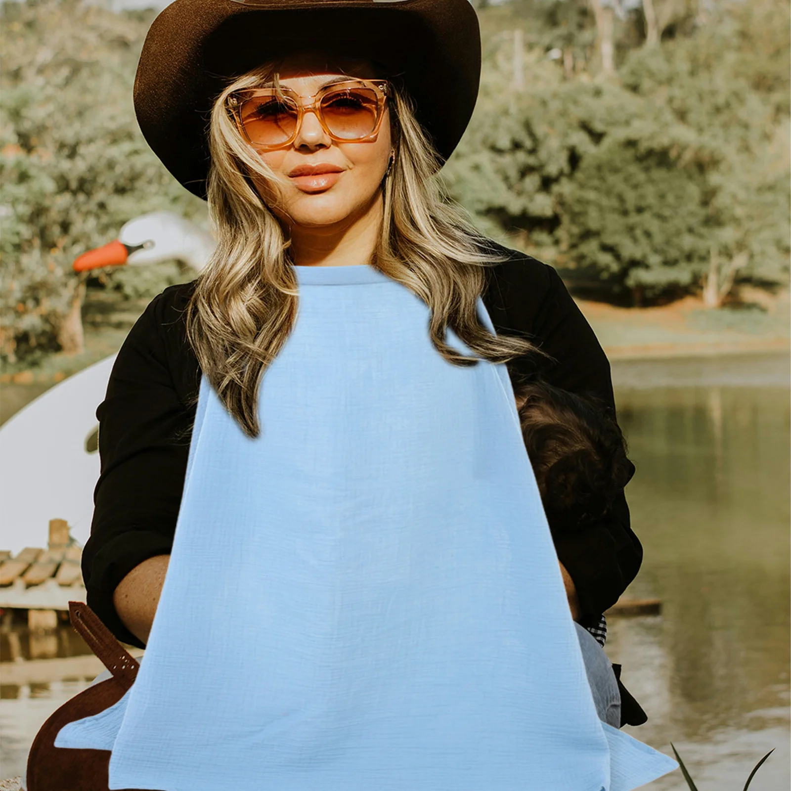 Poncho de lactancia transpirable, cubierta de alimentación de algodón ligera para lactancia al aire libre, privacidad, cubierta de lactancia suave y transpirable