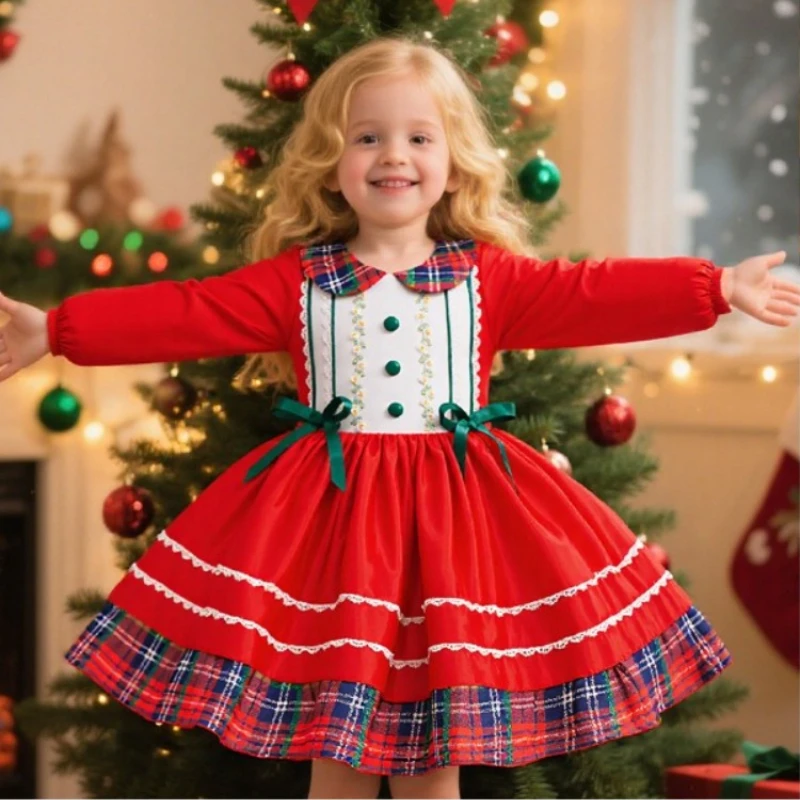 Vestido Navidad niña con lentejuelas y falda de tul - imagen 2