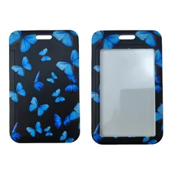 Portatarjetas de identificación de mariposa, cordones, estuche para tarjetas de puerta para niñas, cuerda colgante, soporte para insignia para mujeres, correa para el cuello, regalo para tarjetas de visita