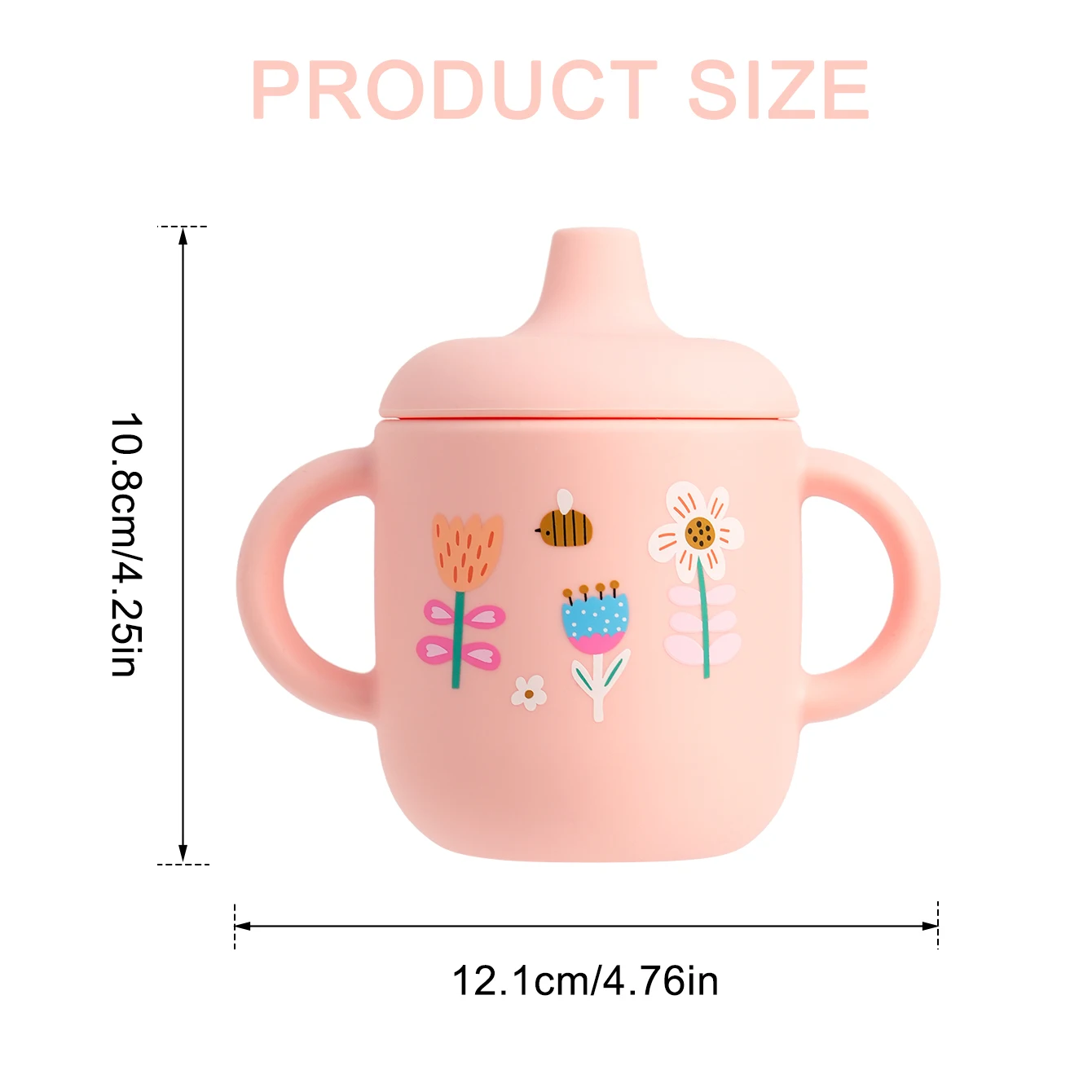 Taza de alimentación de bebé de silicona con dibujos animados, sin BPA, a prueba de fugas, taza de entrenamiento con asa, apto para viajes, apto para lavavajillas, 1 Uds. - imagen 4