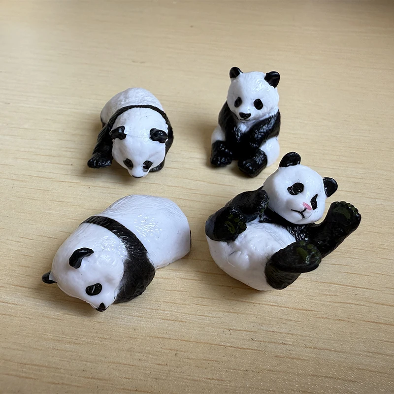 4 unids/set lindo Panda figura de PVC decoración de escritorio DIY adornos de micropaisaje accesorios decoración del hogar