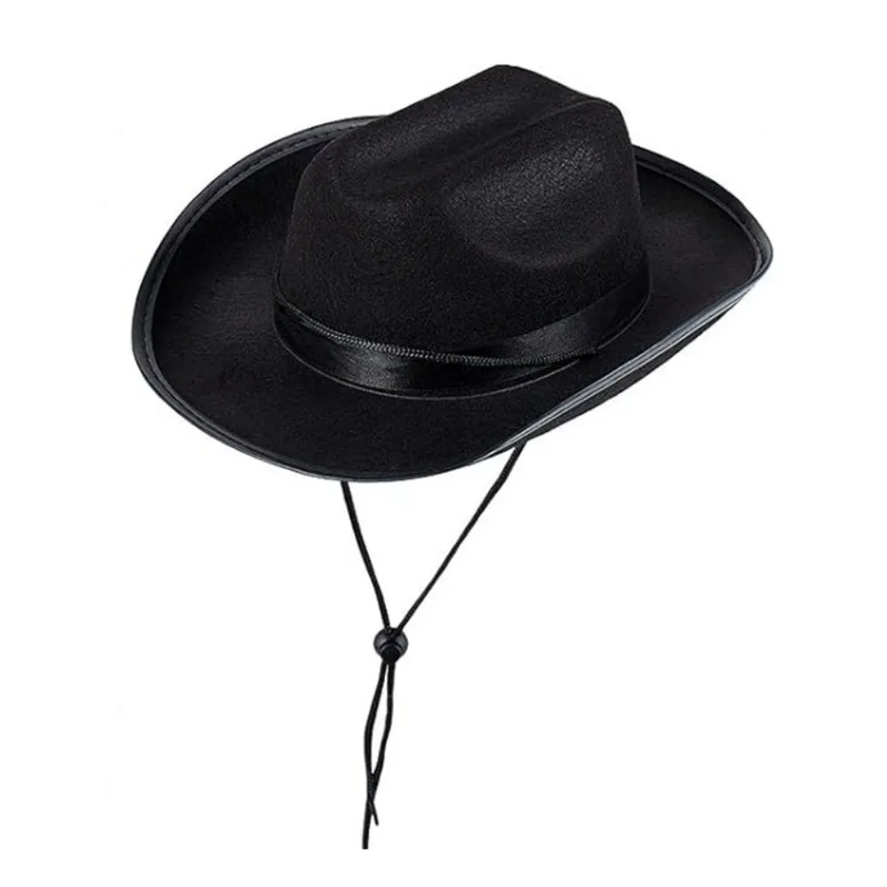 Sombrero vaquero infantil de ala ancha transpirable con cordón - imagen 4
