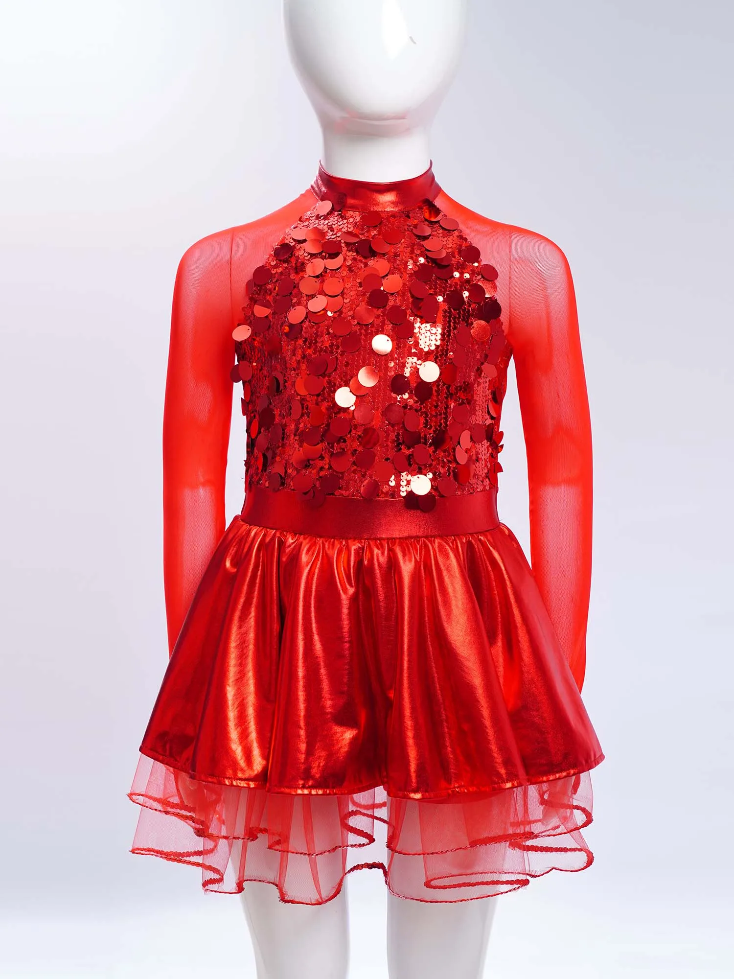 Vestido de baile con lentejuelas para niñas – Tutú y mangas largas - imagen 4