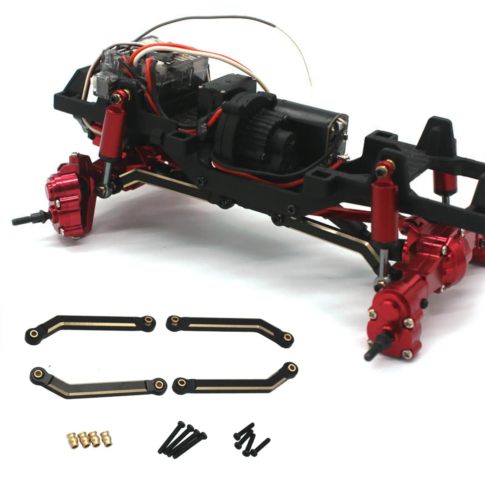4x Metal High Clearance Chassis Links Rod Upgrade Parts Brass Suspension Links Set for Fcx24 Crawler 1:24 RC Car DIY Modified
