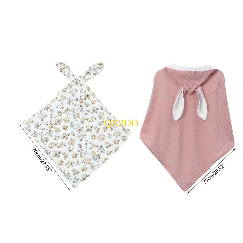 QX2D Toalla baño bebé algodón gasa con capucha – Suave y absorbente - imagen 2
